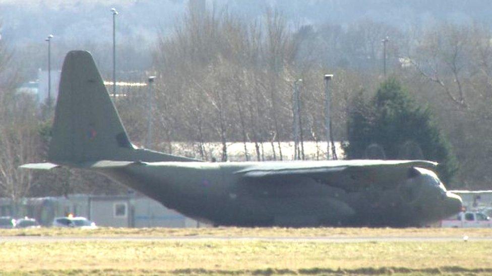 RAF Hercules at Glasgow Airport