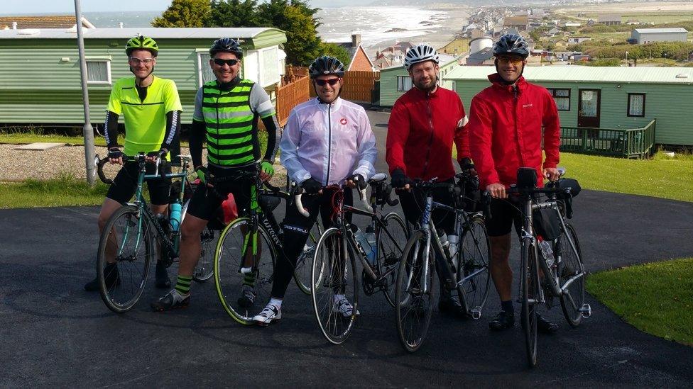 Friends on a cycling holiday in Wales