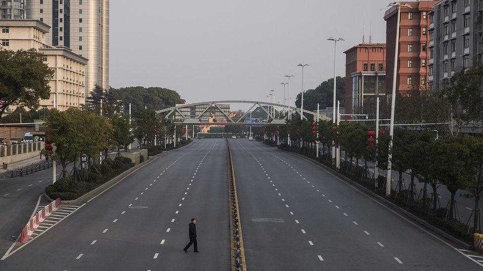 Empty streets in Wuhan, China