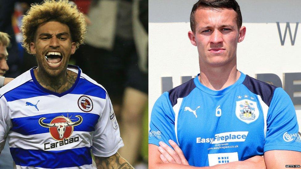 Daniel Williams of Reading and Huddersfield Town's Jonathan Hogg