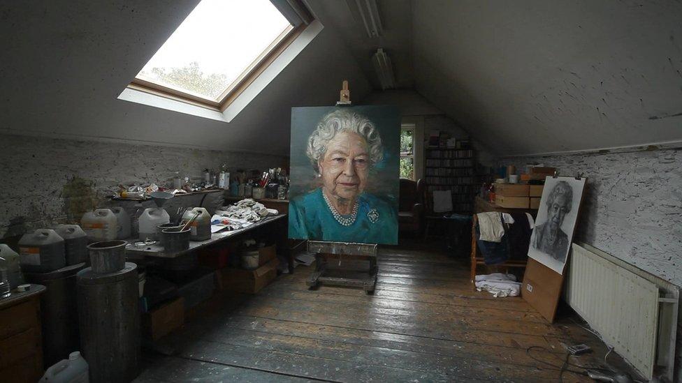 Colin Davidson painted the Queen in Buckingham Palace and completed the portrait at his studio in County Down