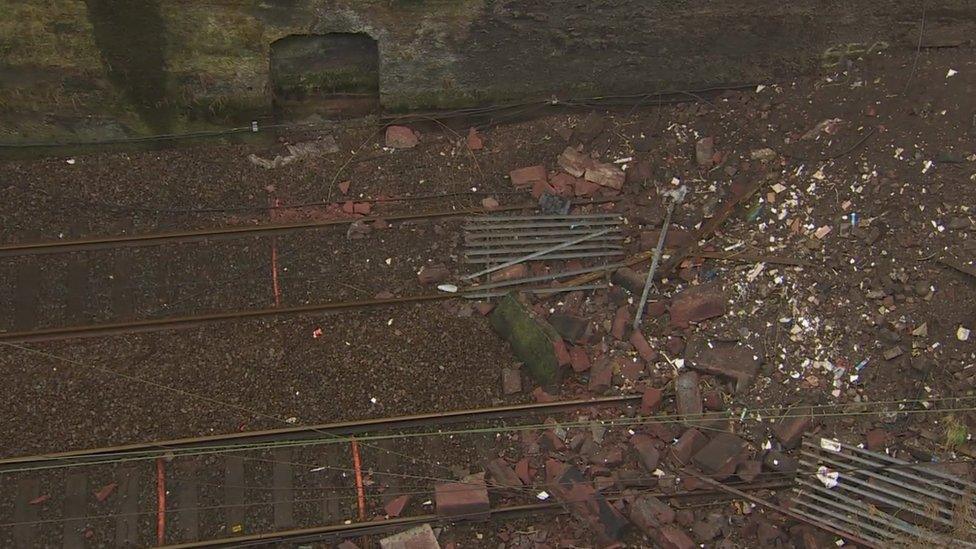 rubble on the tracks