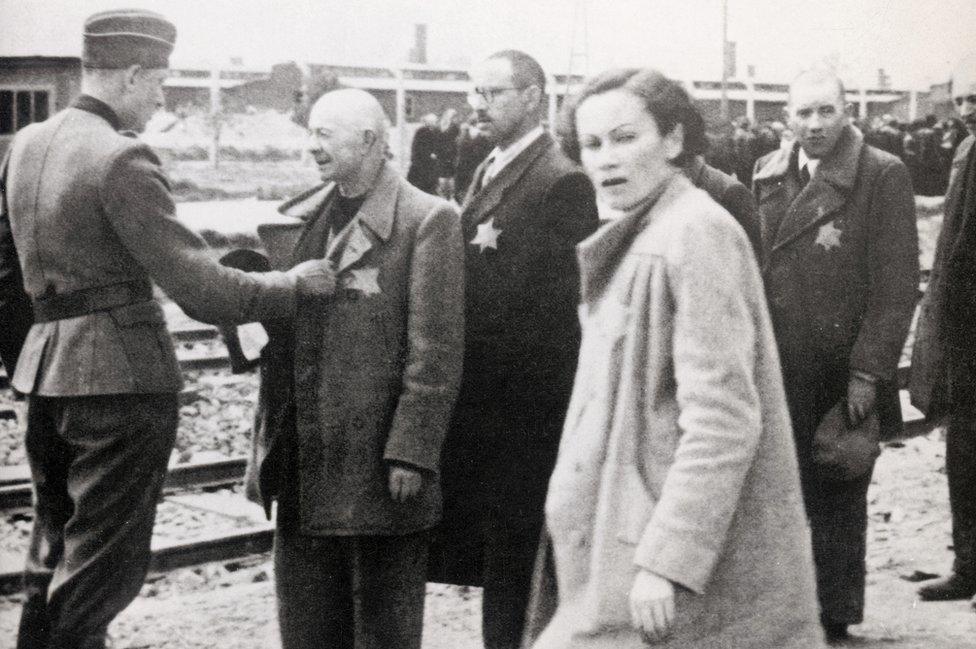 German inspection of Jews arriving at Auschwitz, 1944