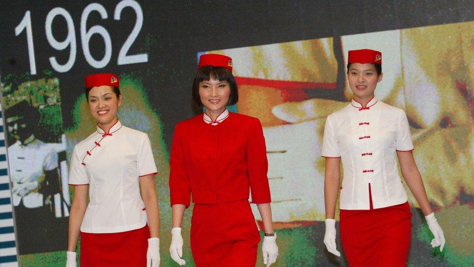 Models shows the Cathay Pacific's uniform of 1962 - 1969