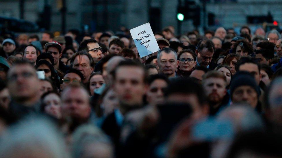 Vigil in Trafalgar Square, Thursday evening.