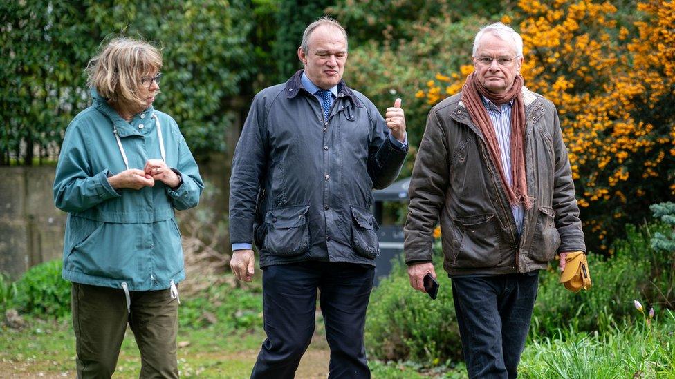 Liberal Democrat leader Ed Davey with Gloucester's group leader Jeremy Hilton walking together