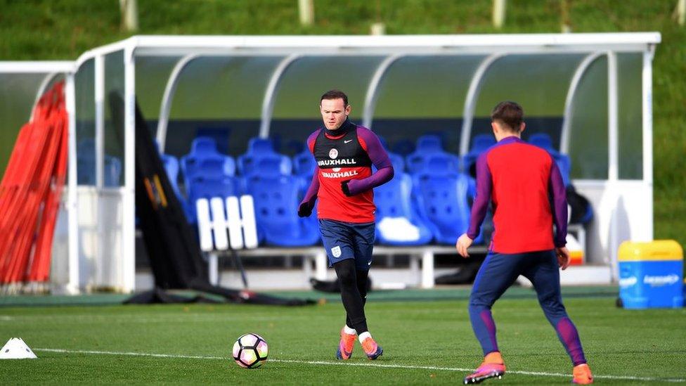 Wayne Rooney in football practice