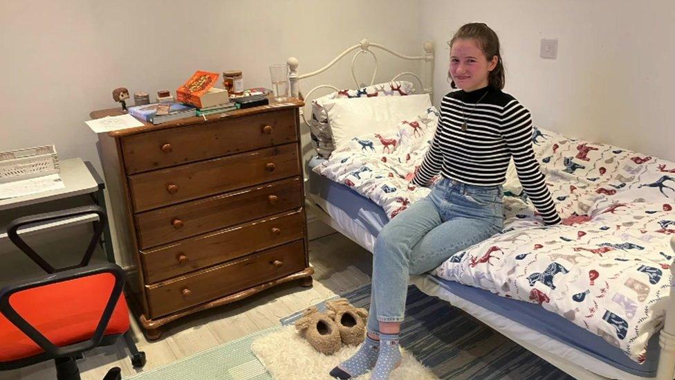 Lena in her new bedroom