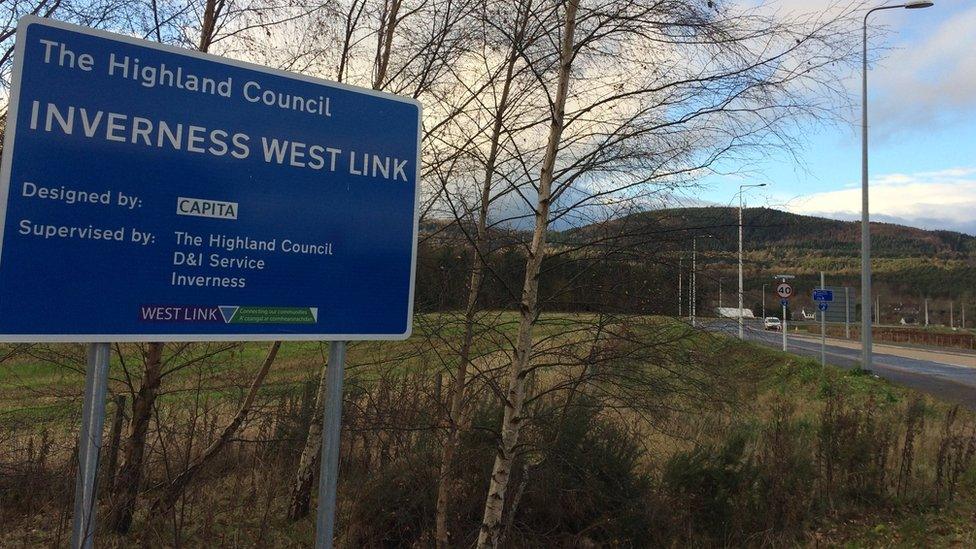 Sign at section of the new Inverness West Link