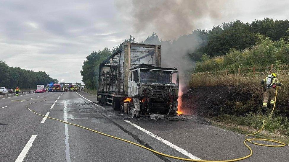 M40 lorry fire