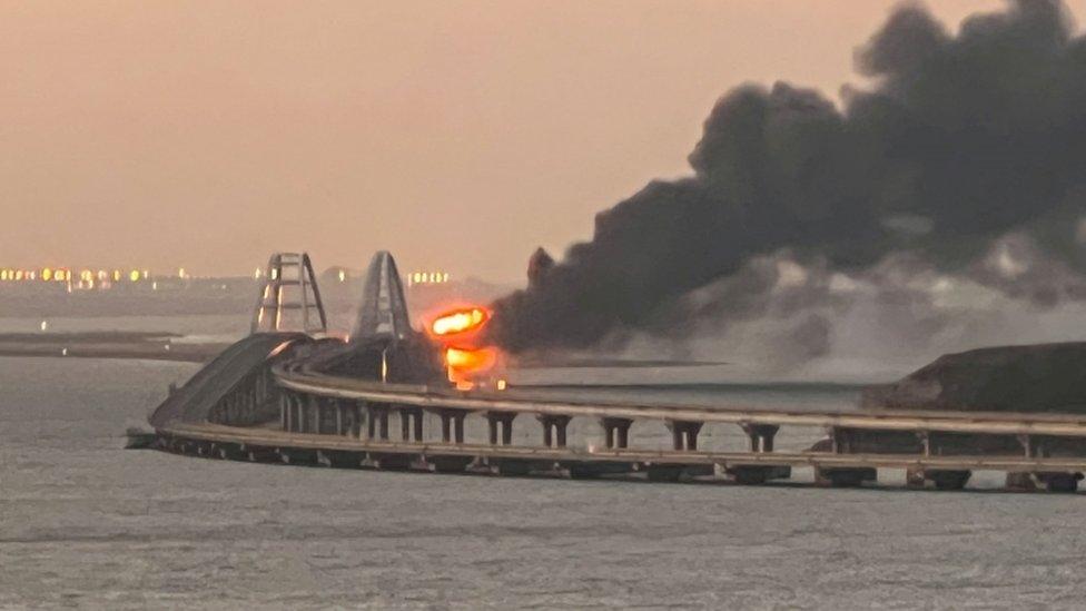 bridge on fire