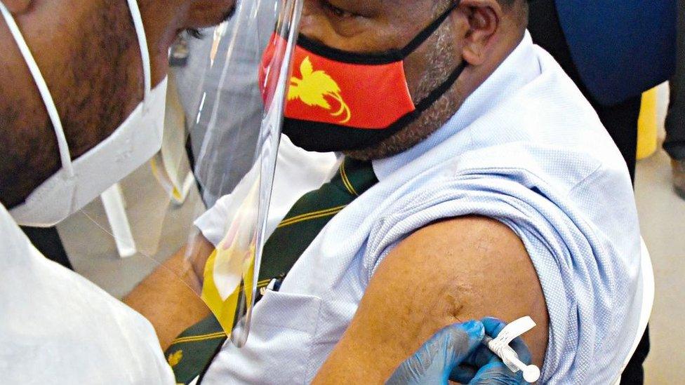 Papua New Guinea's Prime Minister James Marape is vaccinated