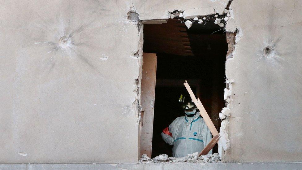 A view of the flat from the street after the raid in Saint-Denis, Paris, 18 November