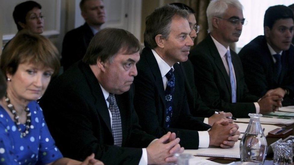 John Prescott in a cabinet meeting