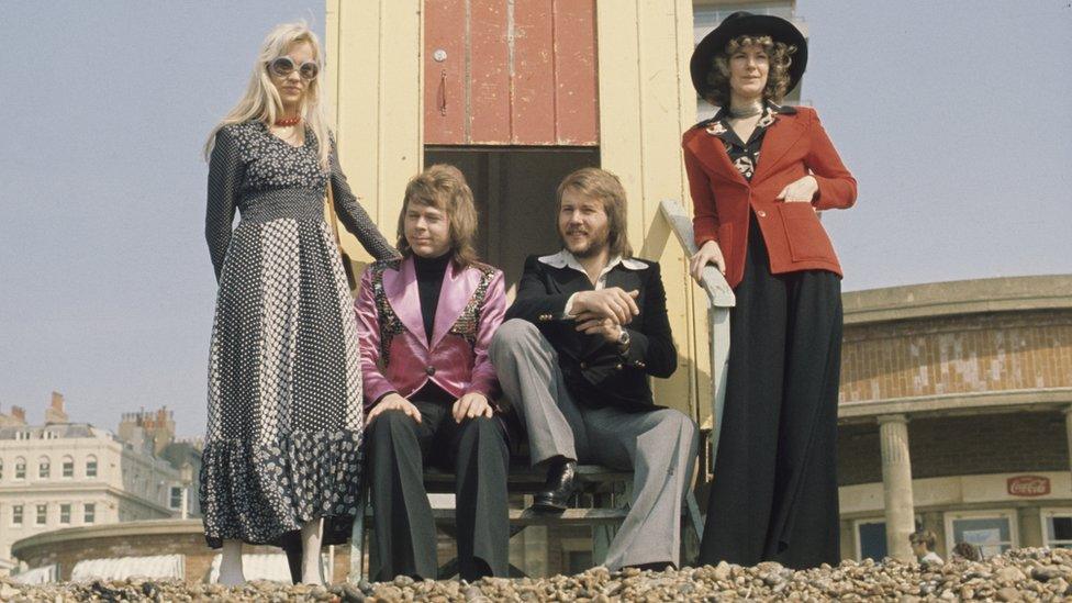 Abba on Brighton beach on 8 April 1974