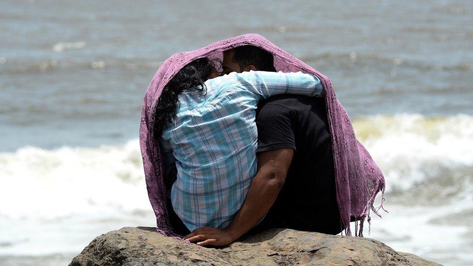 India kissing couple