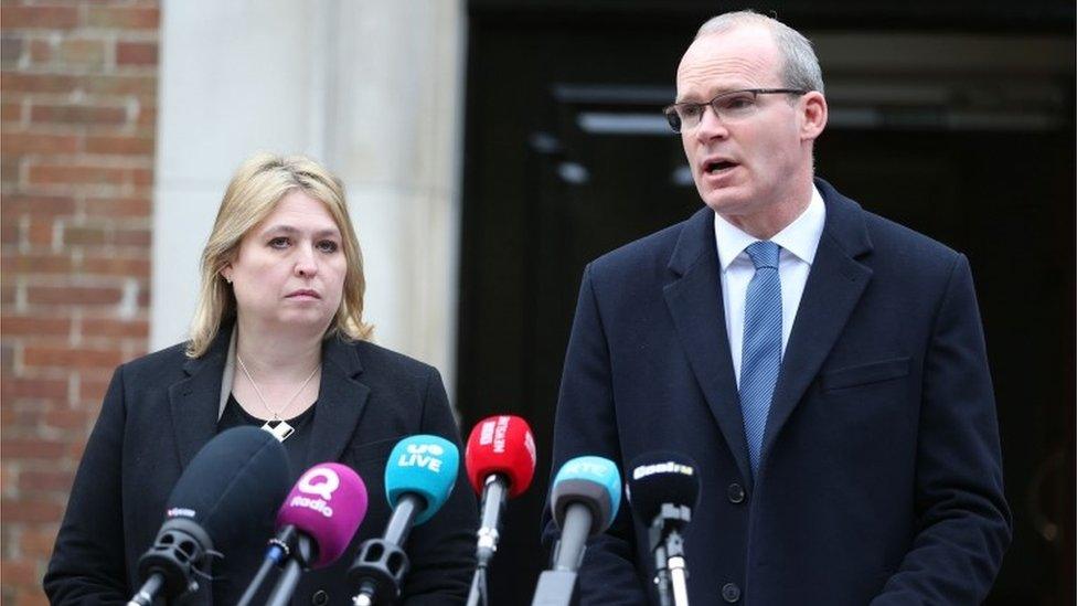 Karen Bradley and Simon Coveney at Stormont, 18 January 2018