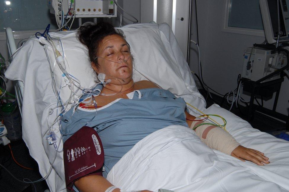 Janika Cartwright in hospital bed