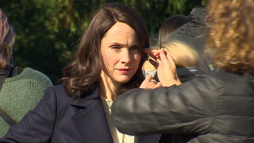 Breaking Bad actor Laura Fraser prepares for a scene in The Pact