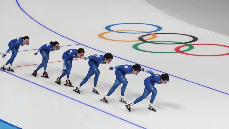 Members of the South Korean Speed Skating team - 6 February 2018