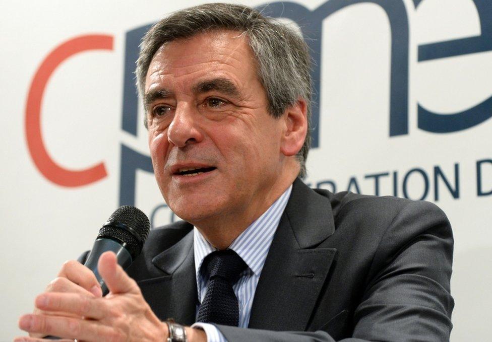 Francois Fillon speaks during a debate at the French Confederation of Small and Medium-Sized Enterprises (CPME) union's headquarters in Puteaux on 6 March, 2017.