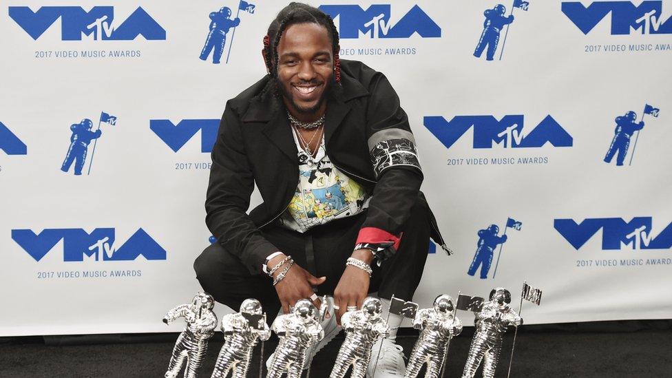 Kendrick Lamar with his haul