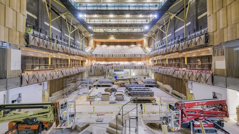 A photo of the concert hall as a construction site