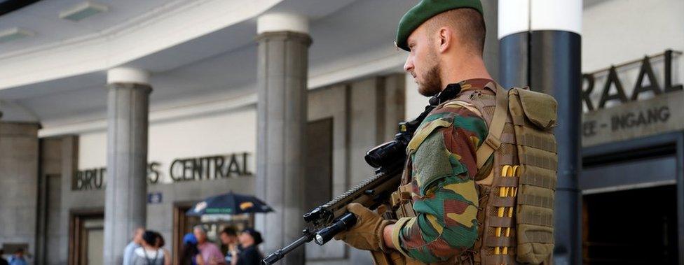 Security was tight around Brussels Central Station on Wednesday