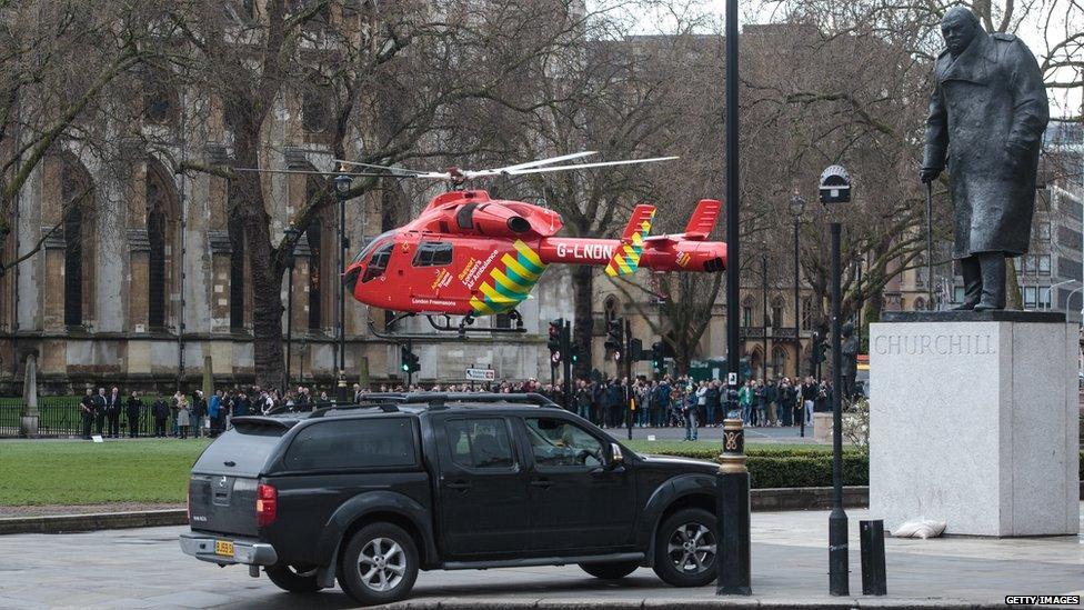 Policemen outside Westminster