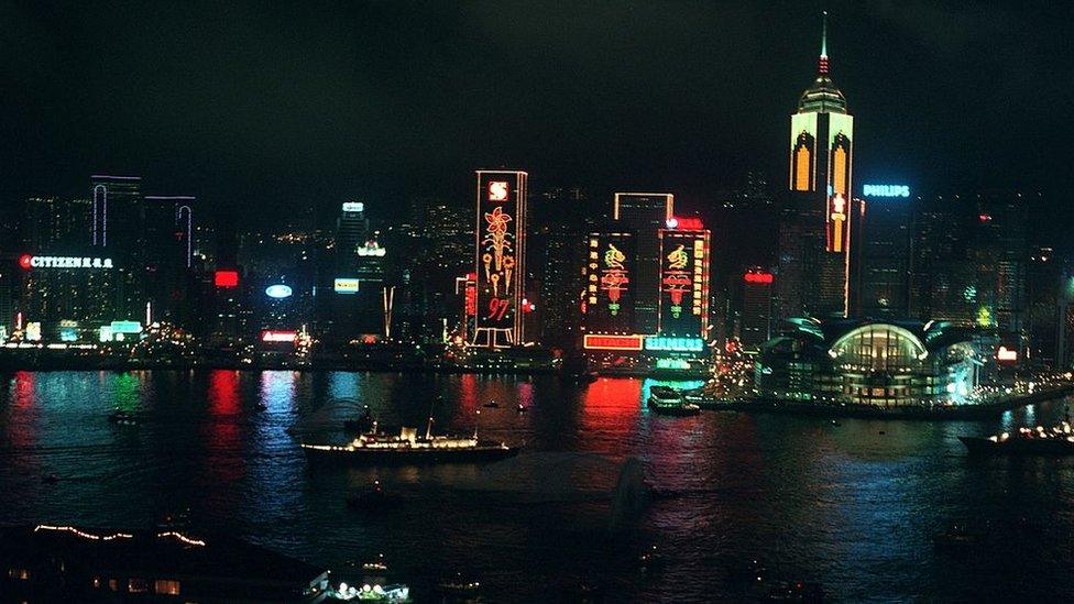 Departure of HMY Britannia from Victoria Harbour, Hong Kong in 1997