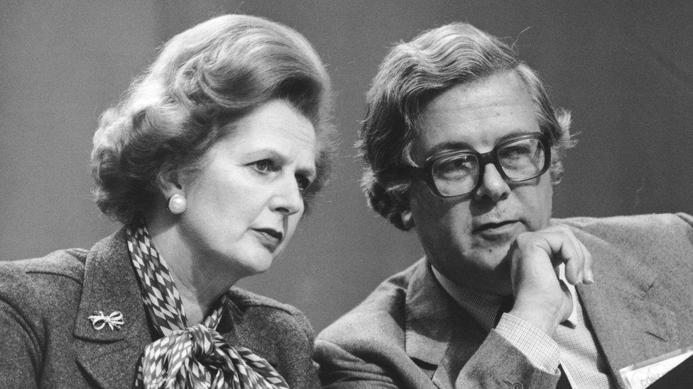 Geoffrey Howe and Margaret Thatcher at a party conference in Brighton in 1980