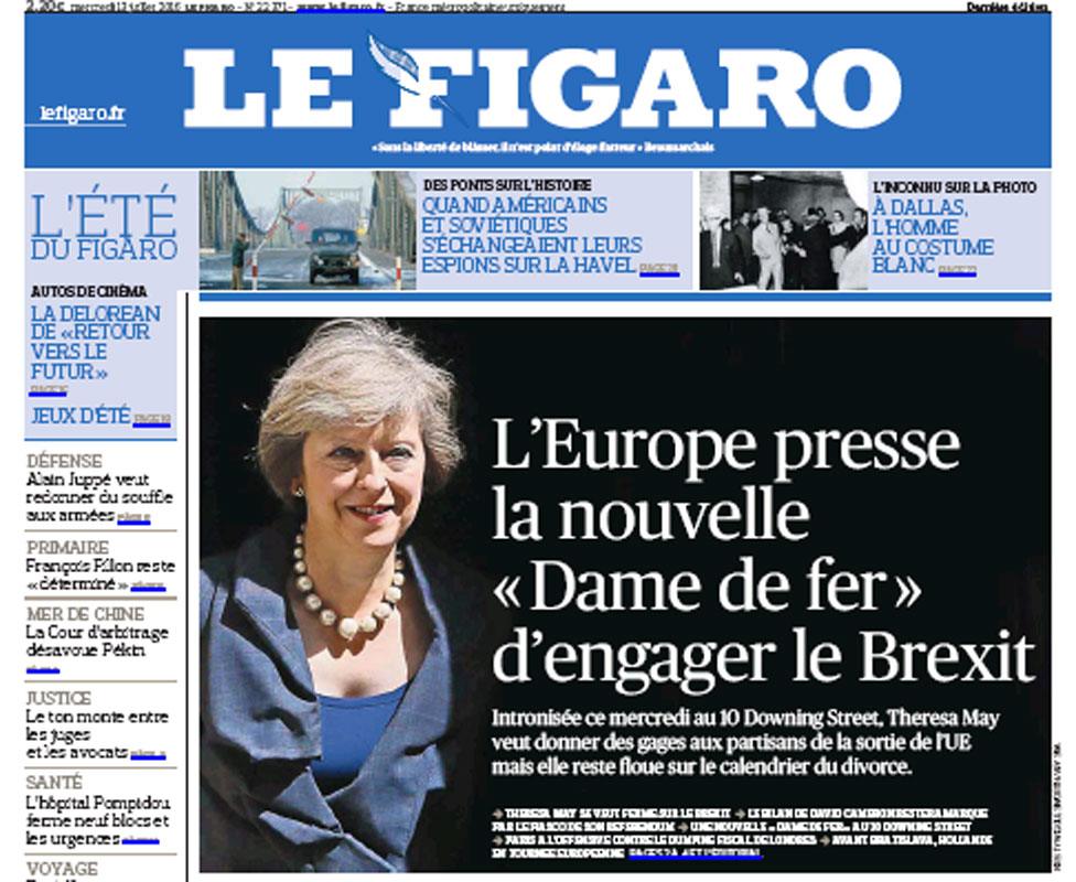 Front page of French paper Le Figaro