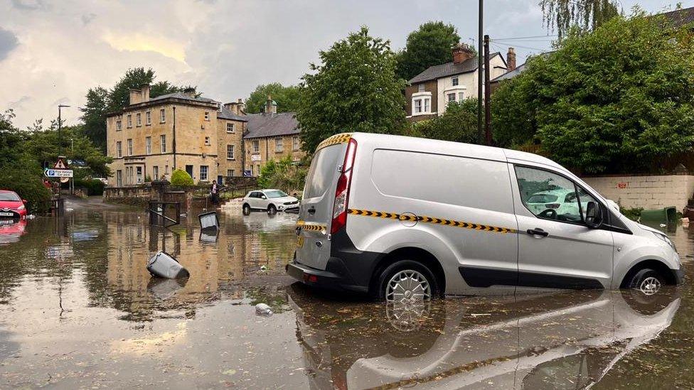 Roads under water after flooding