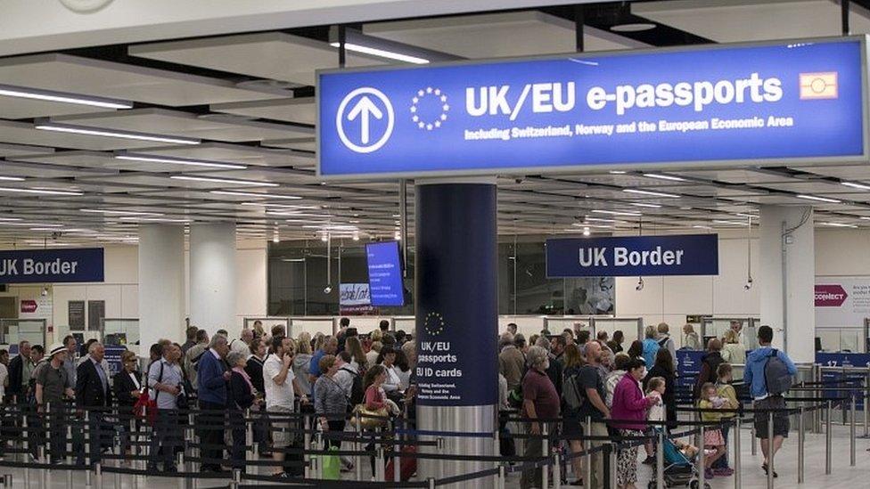 Passport control at Heathrow airport