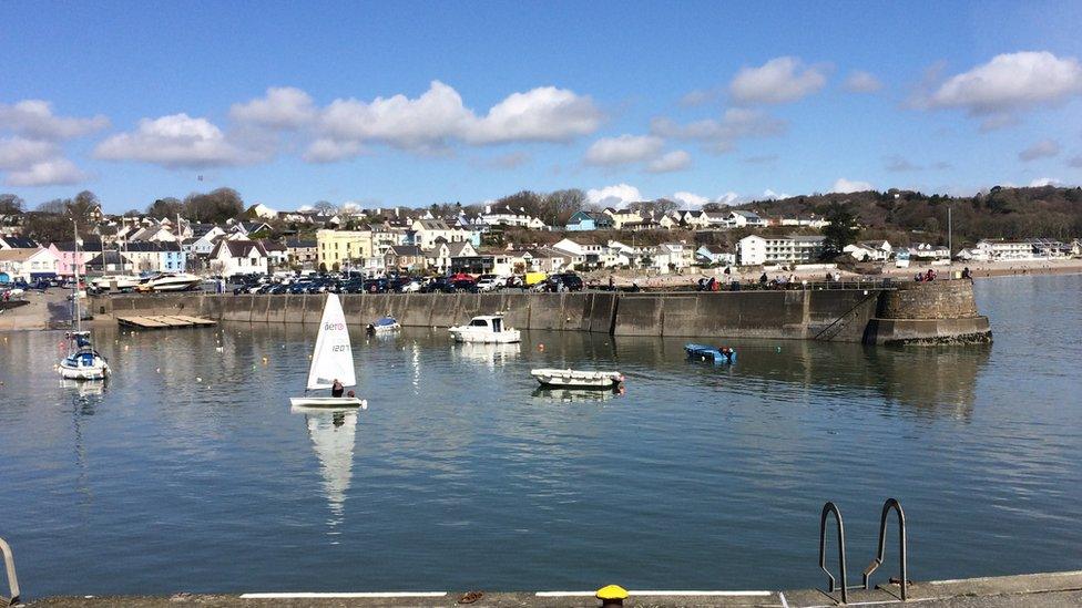 Saundersfoot Harbour, Pembrokeshire, in the sunshine