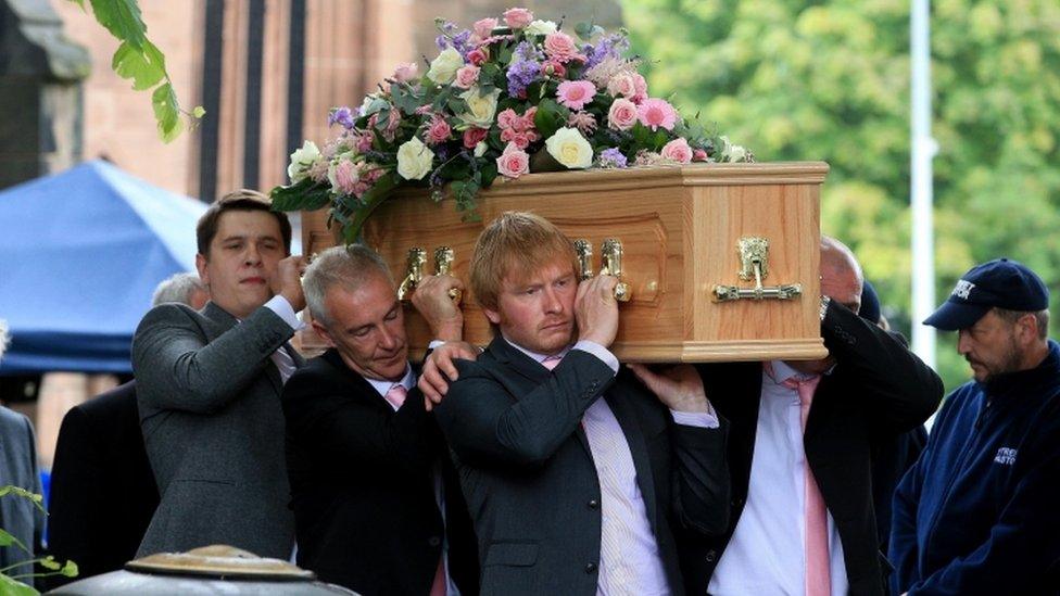 Mourners carrying coffin