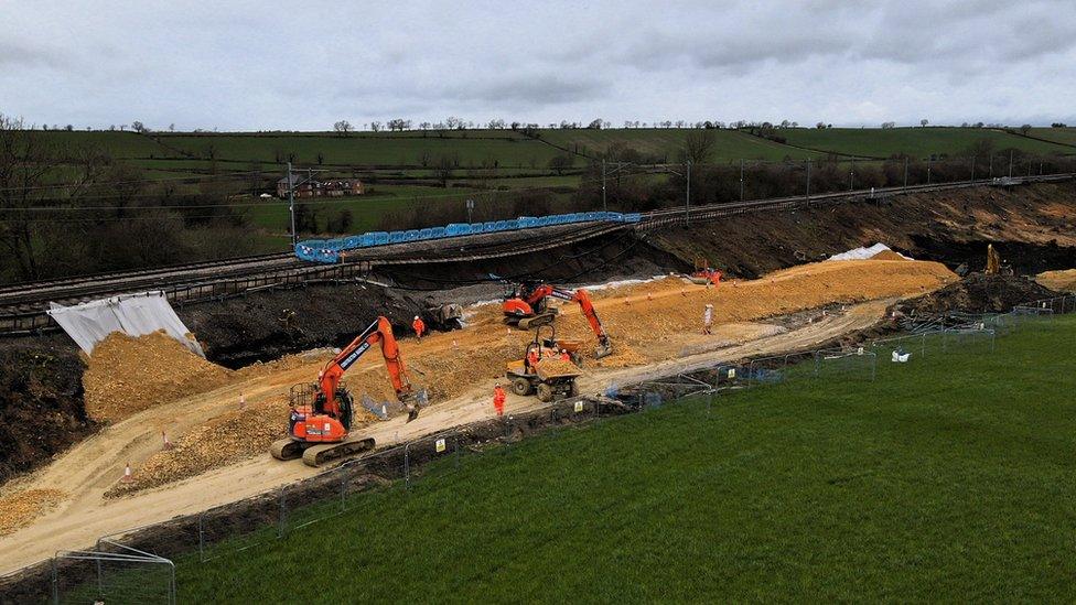 Engineers working to repair the line