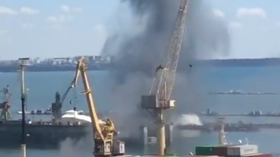 Fires blazing at the port