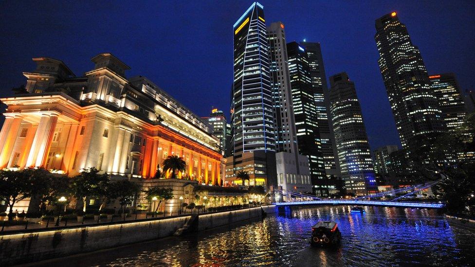 Night view Singapore skyline