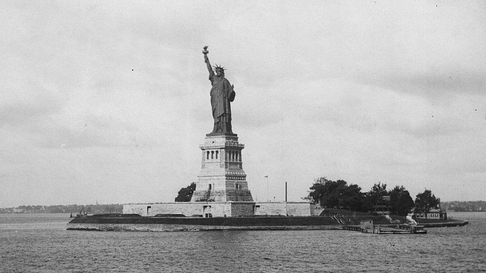 The Statue of Liberty, pictured in 1893