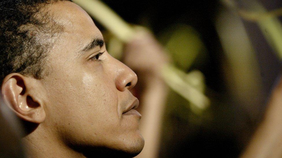 Mr Obama, then a candidate for the Senate, pictured at mass in Chicago in 2004