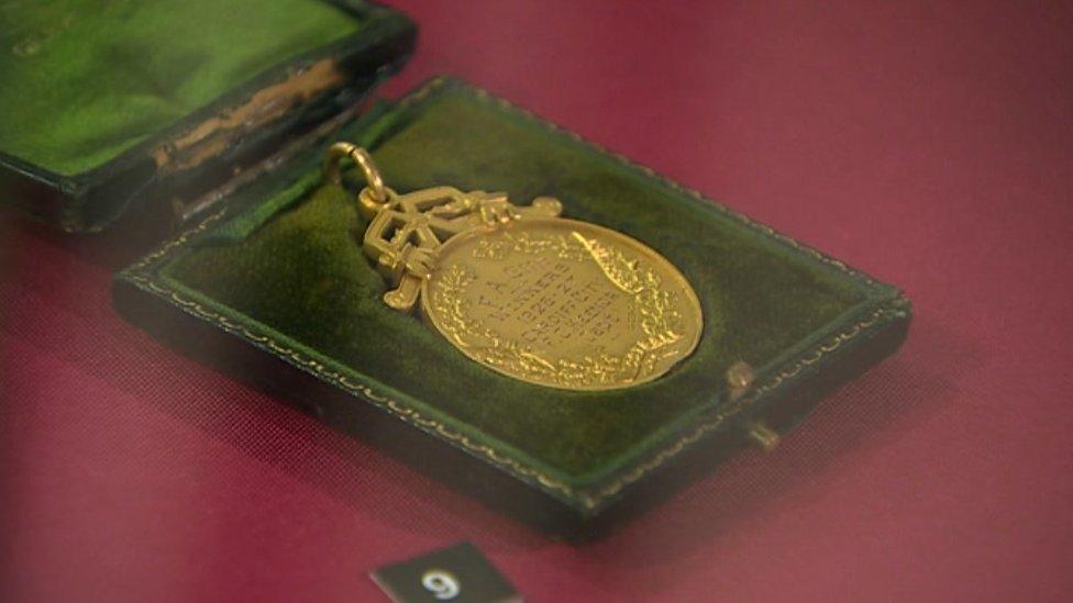 Captain Fred Keenor's match winner's medal can be seen