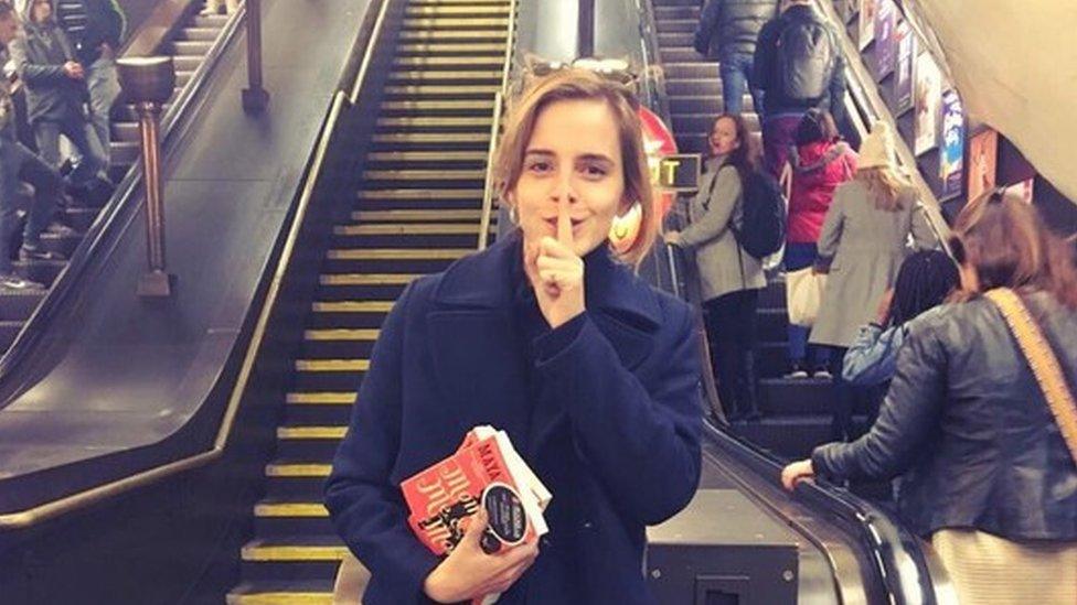 Emma Watson dropping books off on the Tube