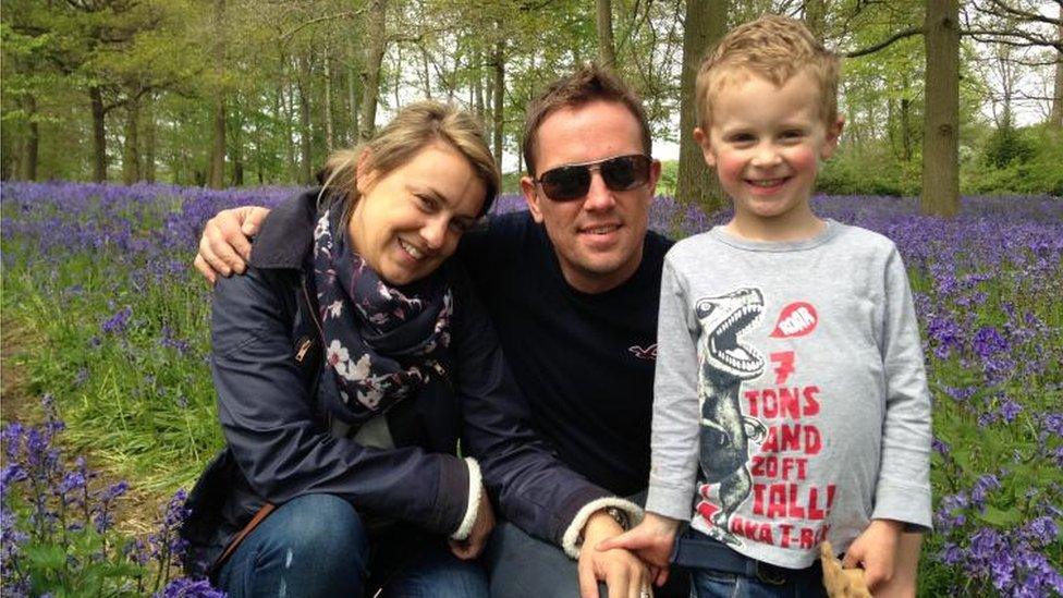 Simon Thomas, centre, with Gemma and Ethan