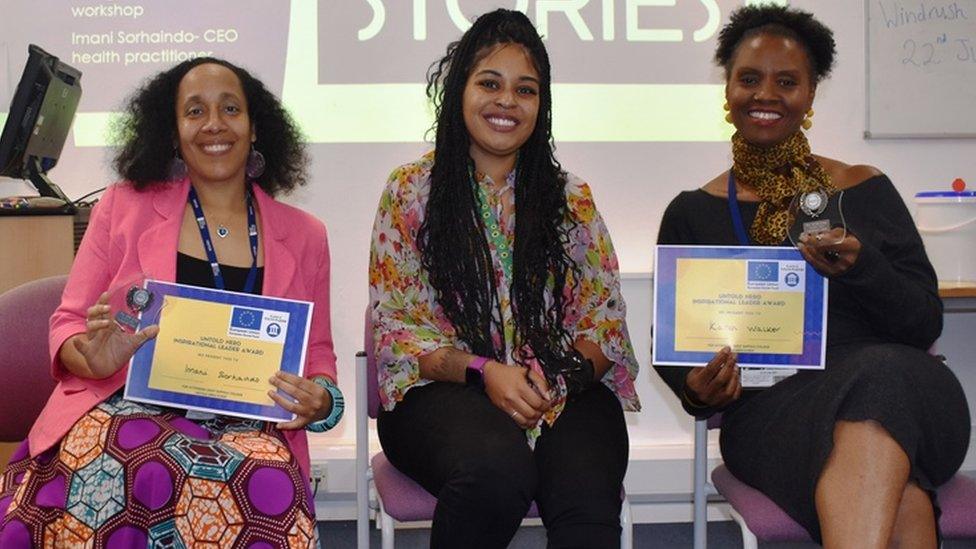 Imani Sorhaindo, Ellisha Soanes and Karen Walker