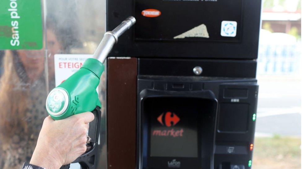 Petrol pump at Carrefour station