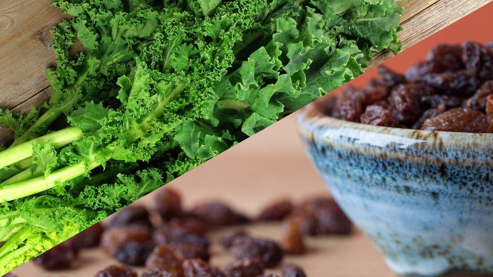 Kale and raisins