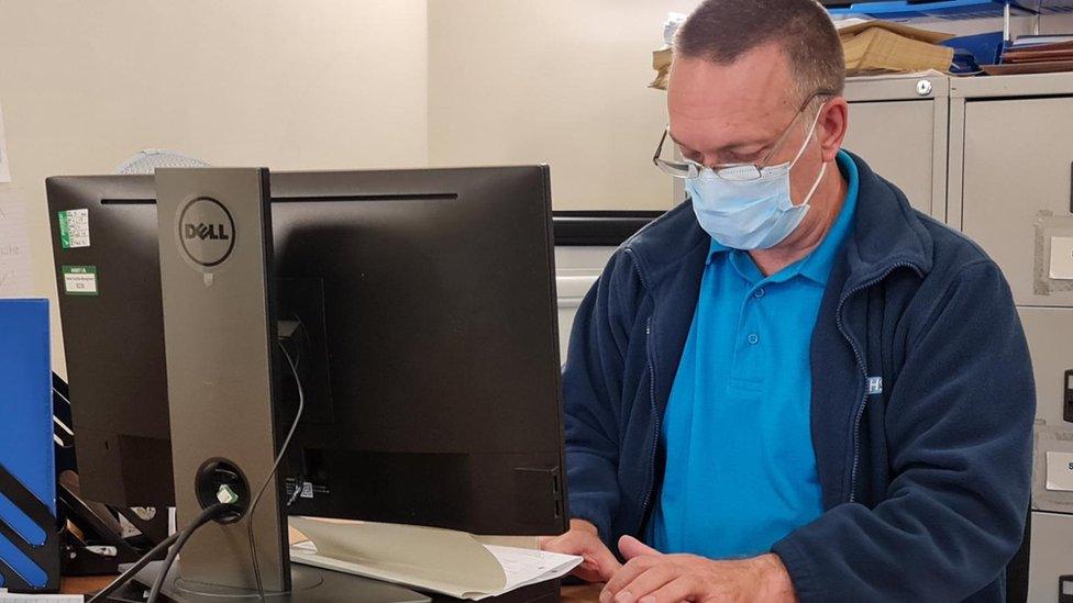 Colin Stubbings at work on his computer.