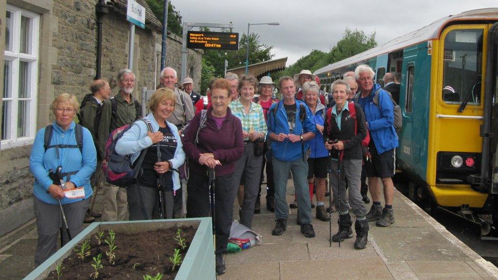 Walkers set off from Bucknell Station