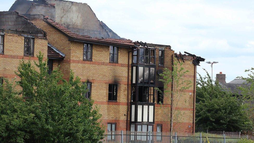 Damage to flats after explosion